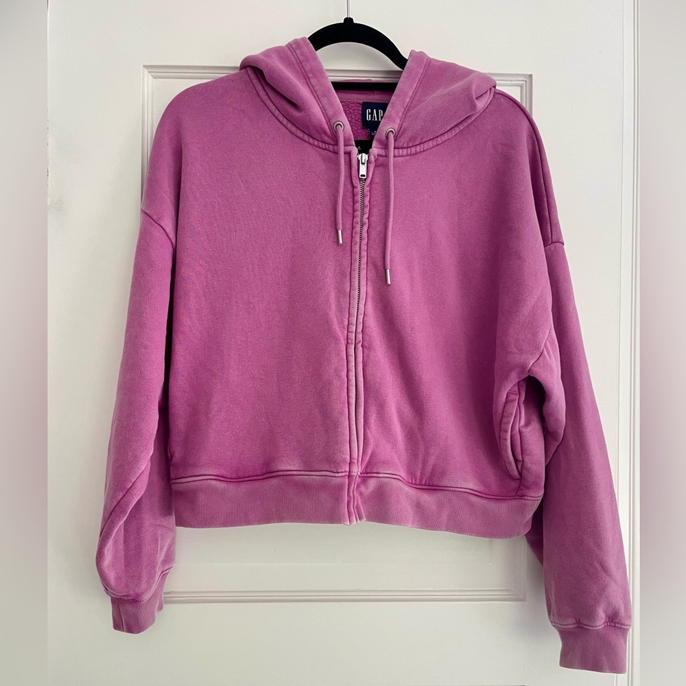 GAP Vintage Soft Cropped Hoodie in Orchid Purple